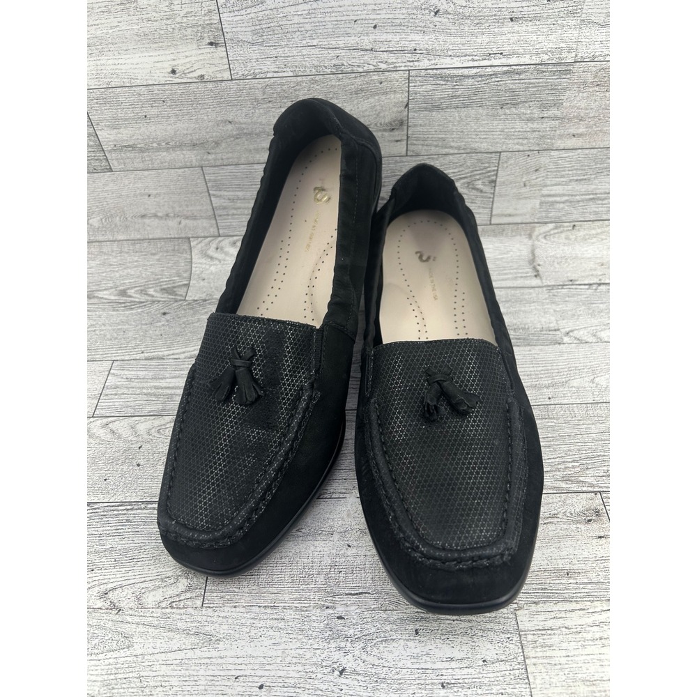 SAS Comfort Shoes Black Suede Tassel Loafer Slip On Women's Size 9.5 M